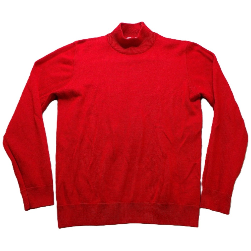 VTG 90s Preston & York Red Mock Neck Sweater Acrylic Wool Women Medium Knit Cozy